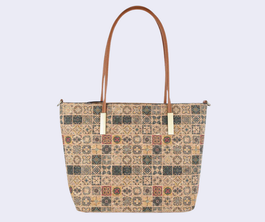 Solada Borsa donna effetto sughero con stampe