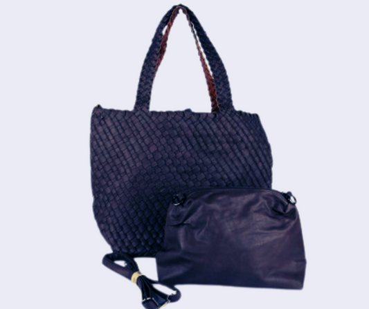 Borsa intrecciata riversibile con tracolla